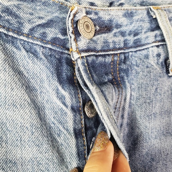 Levi's 501 CT Distressed Button Fly‎ Jeans 28x28 Leather Patch - Picture 5 of 10